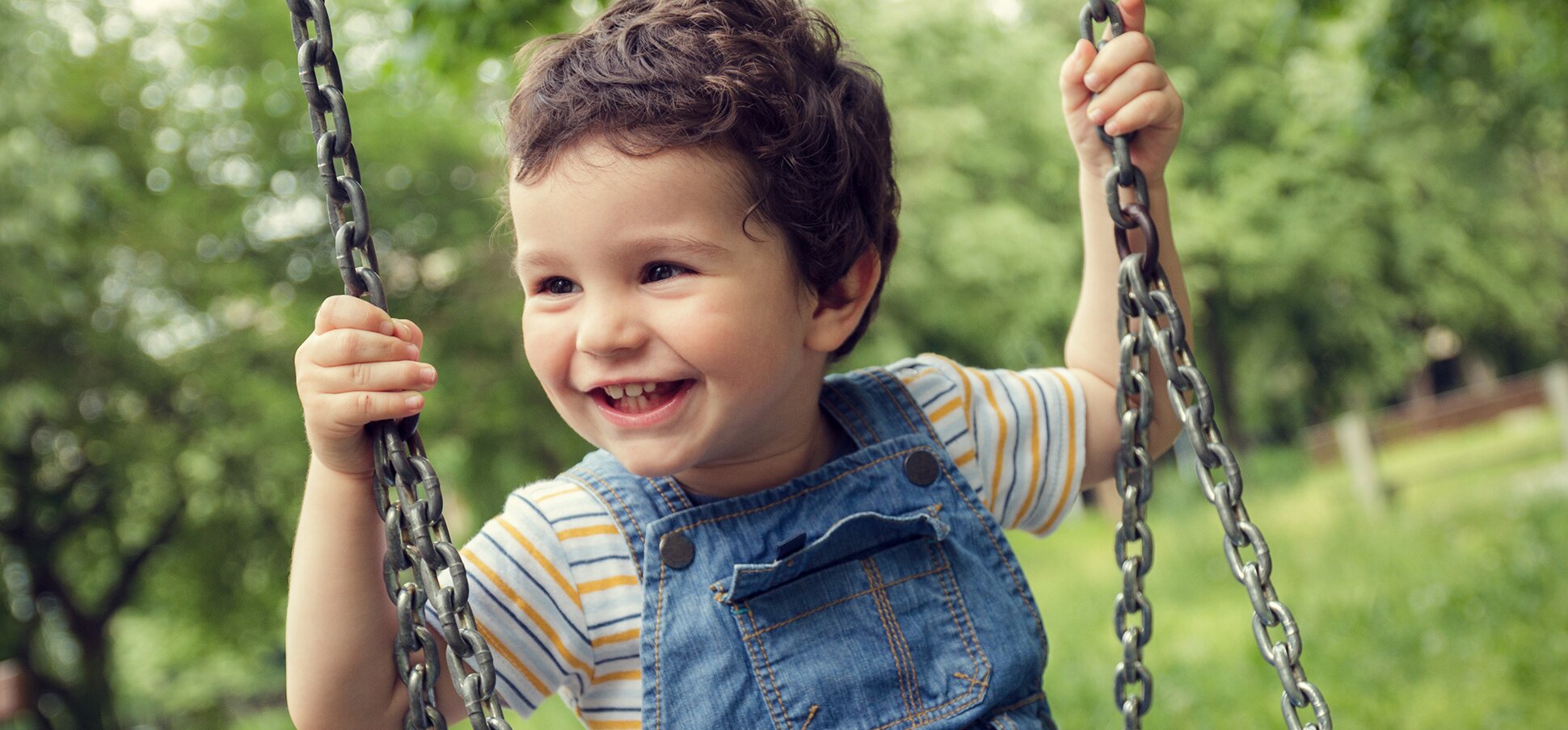 happy child on swing